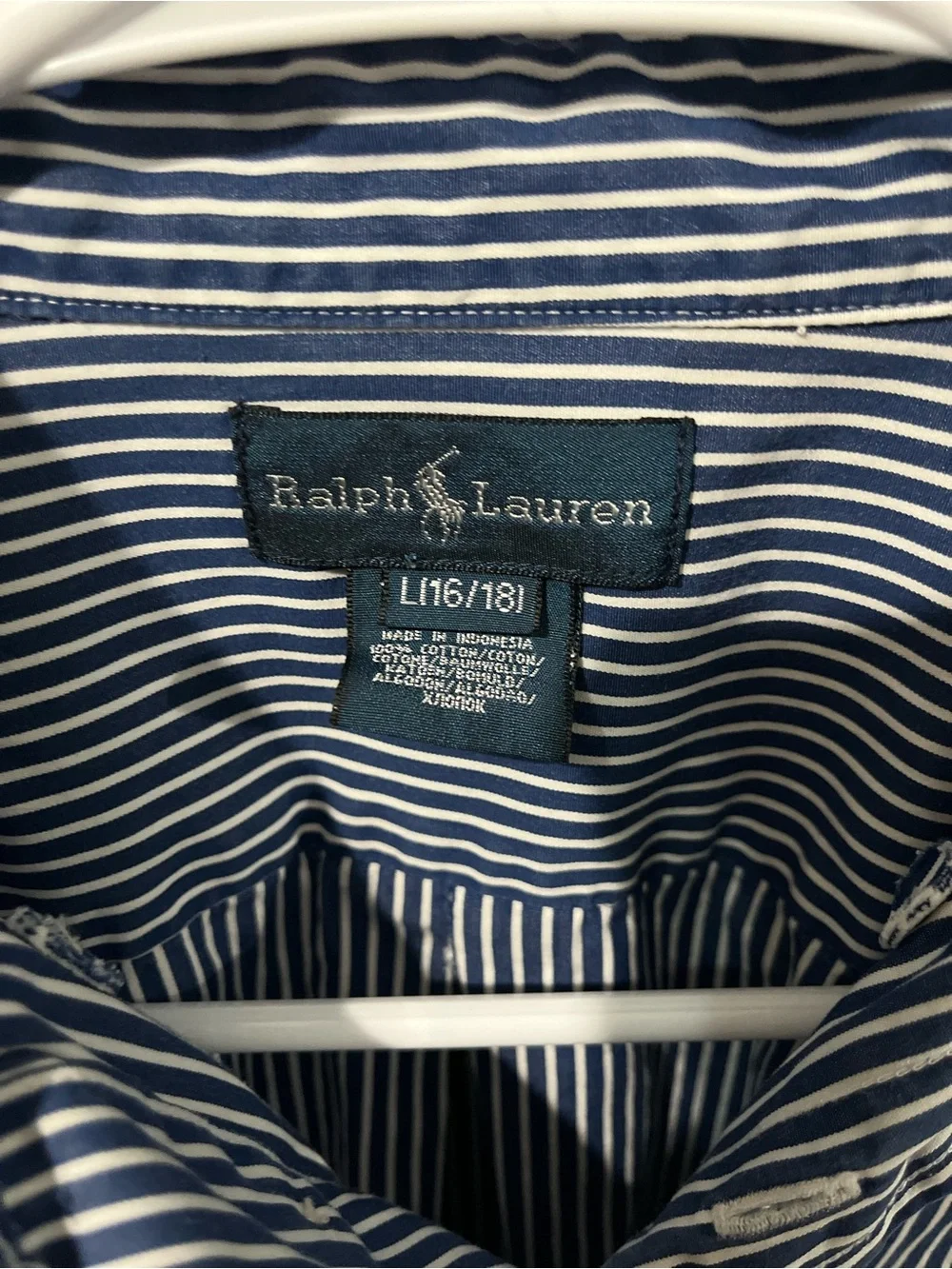 Ralph Lauren Men’s Navy & White Striped Button-Down Shirt